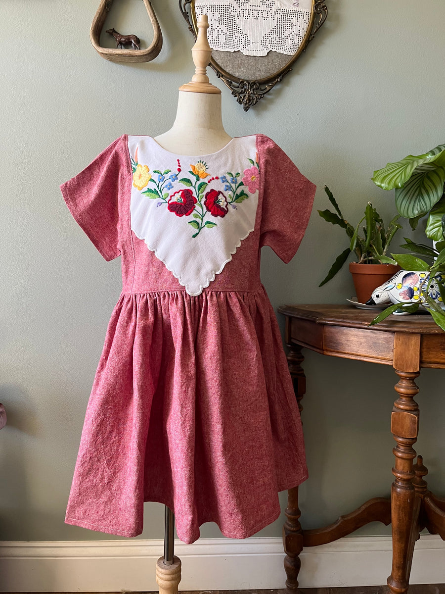 hungarian embroidered dress Emma Embroidery | Girls Size 10 26 Hips Size for girl:18 - 24 months bestseller-oz Satin Drape Tuck Midi