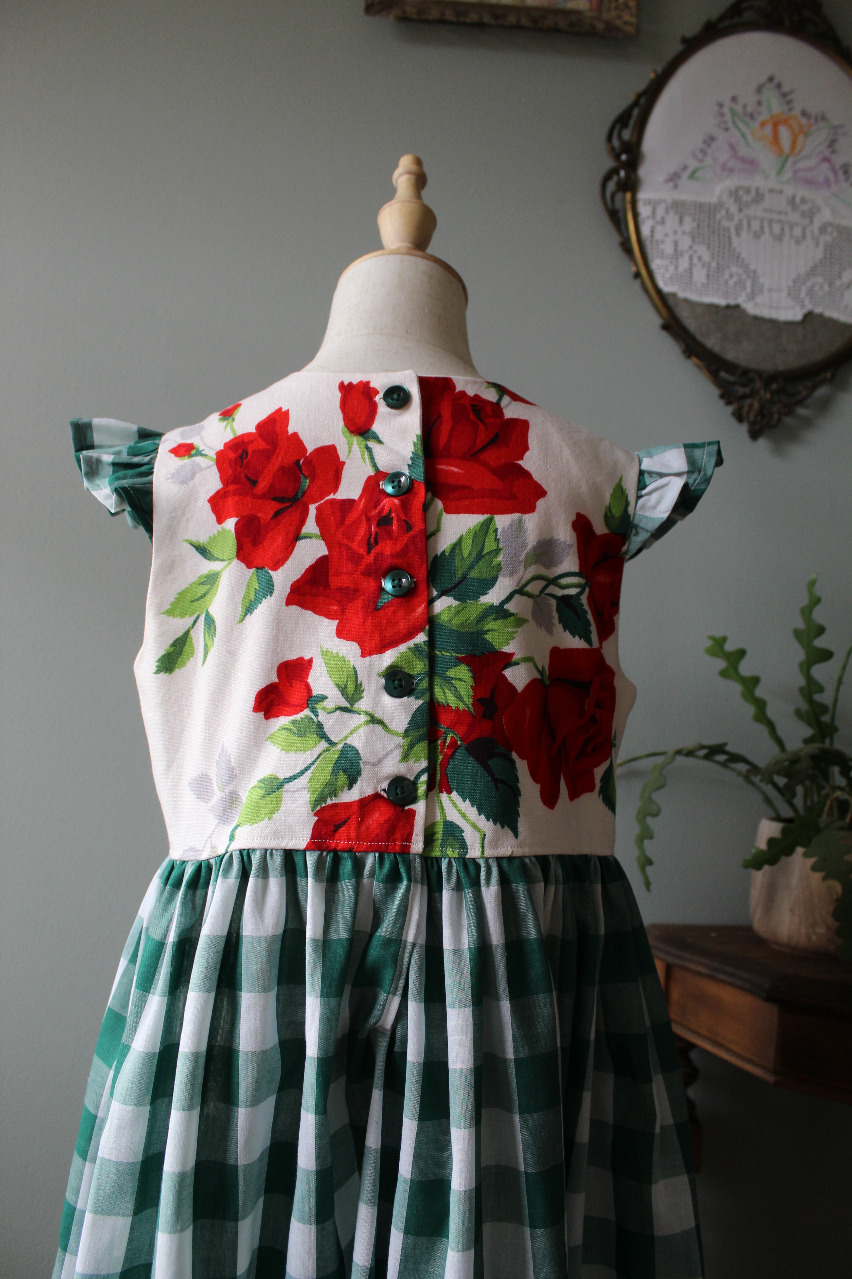 Rose Flutter Sleeve Christmas Dress | Girls Size 8 | Ready to Ship