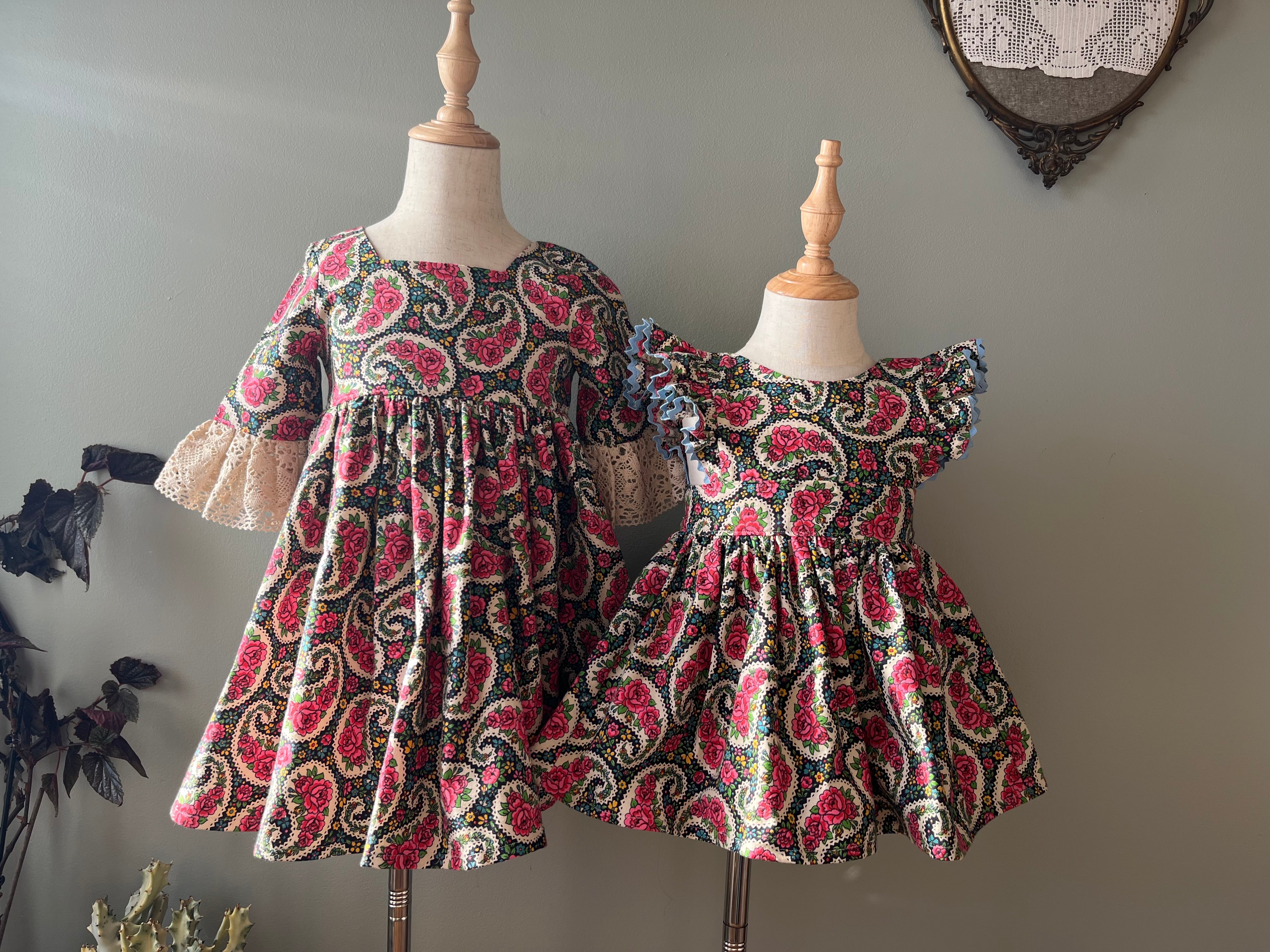 Vera Bell Sleeve Dress & Wrap Pinny | 5T & 12-18 Months| Ready to Ship