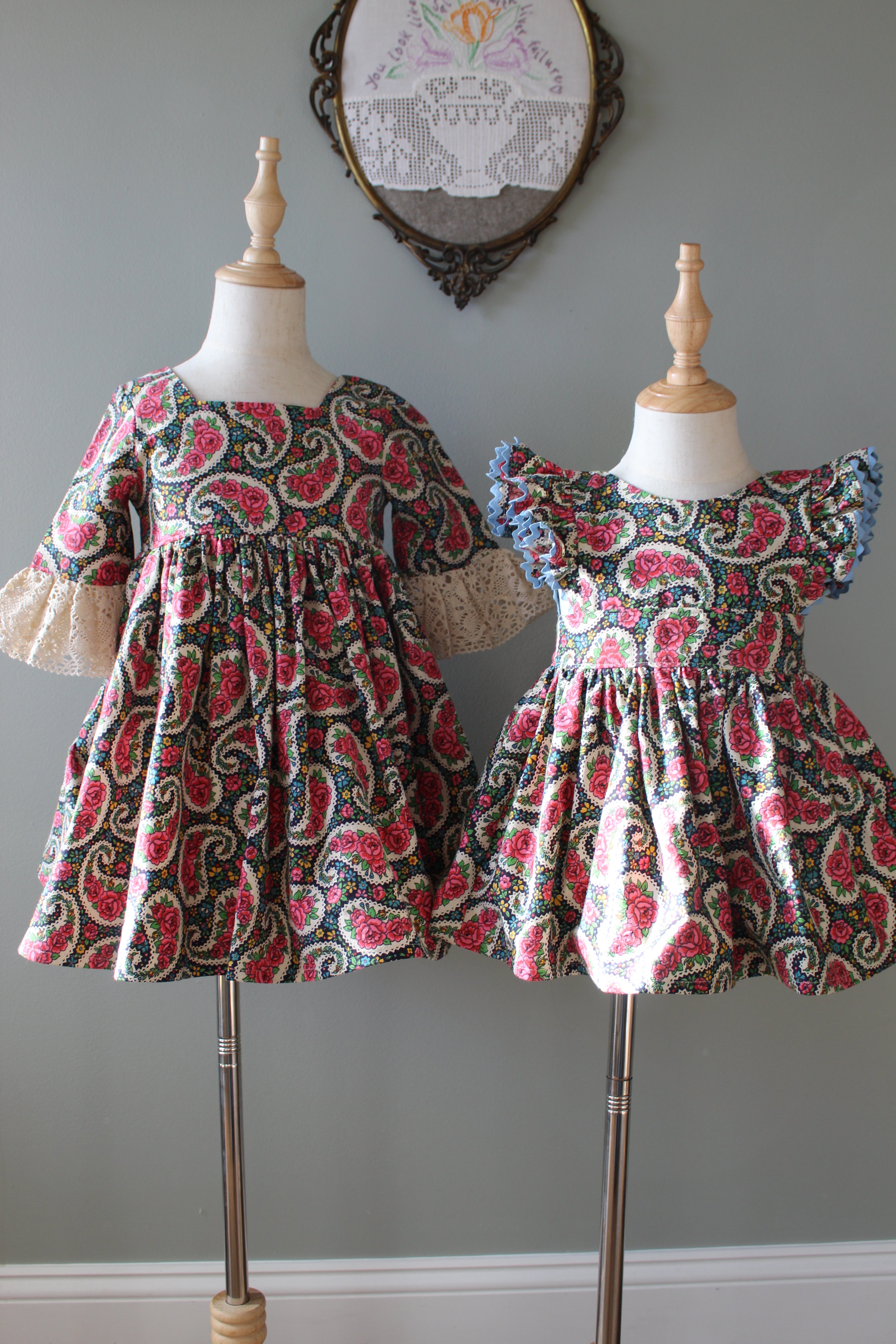 Vera Bell Sleeve Dress & Wrap Pinny | 5T & 12-18 Months| Ready to Ship