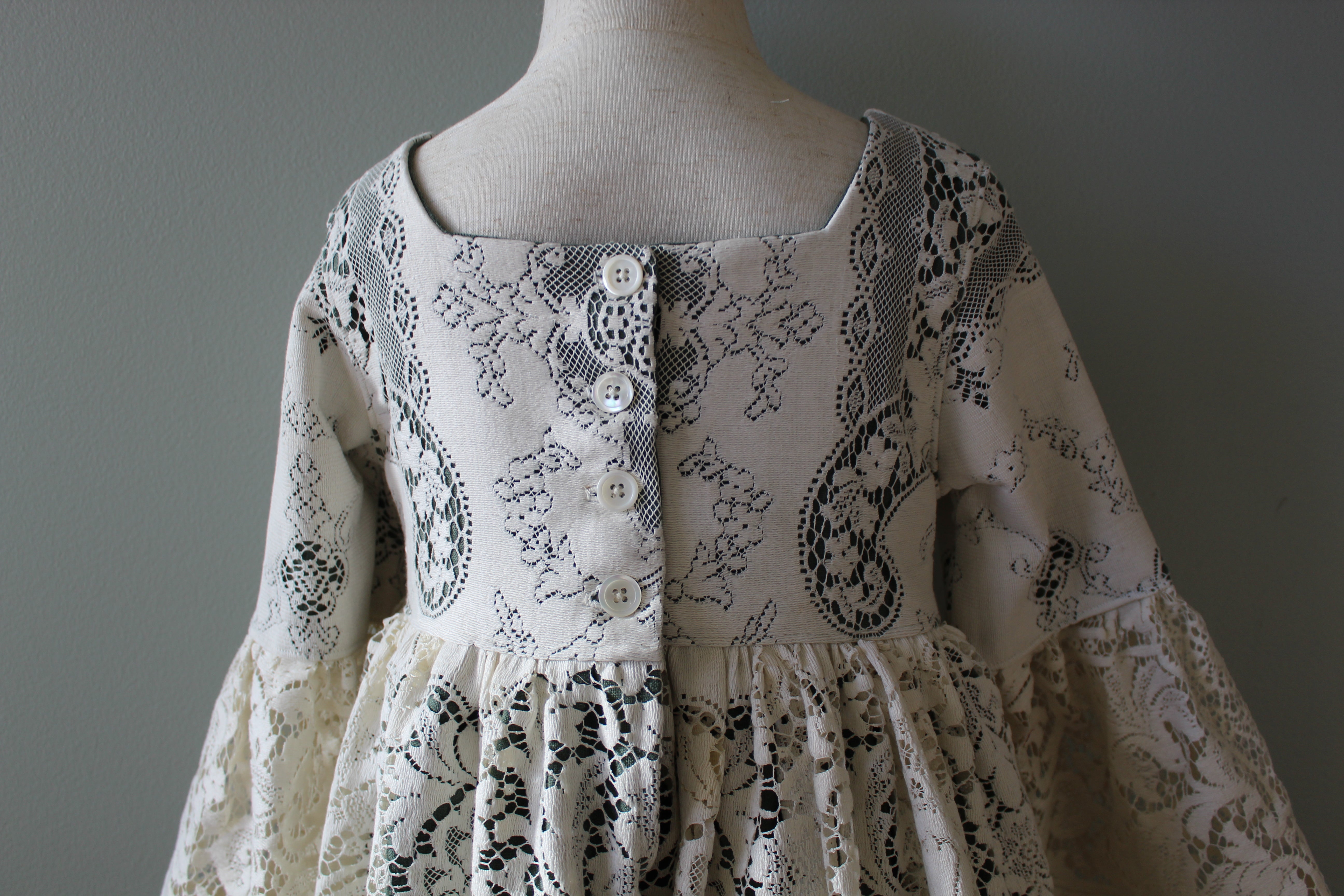 Melissa Linen and Lace Bell Sleeve Dress | Girls Size 7 | Ready to Ship