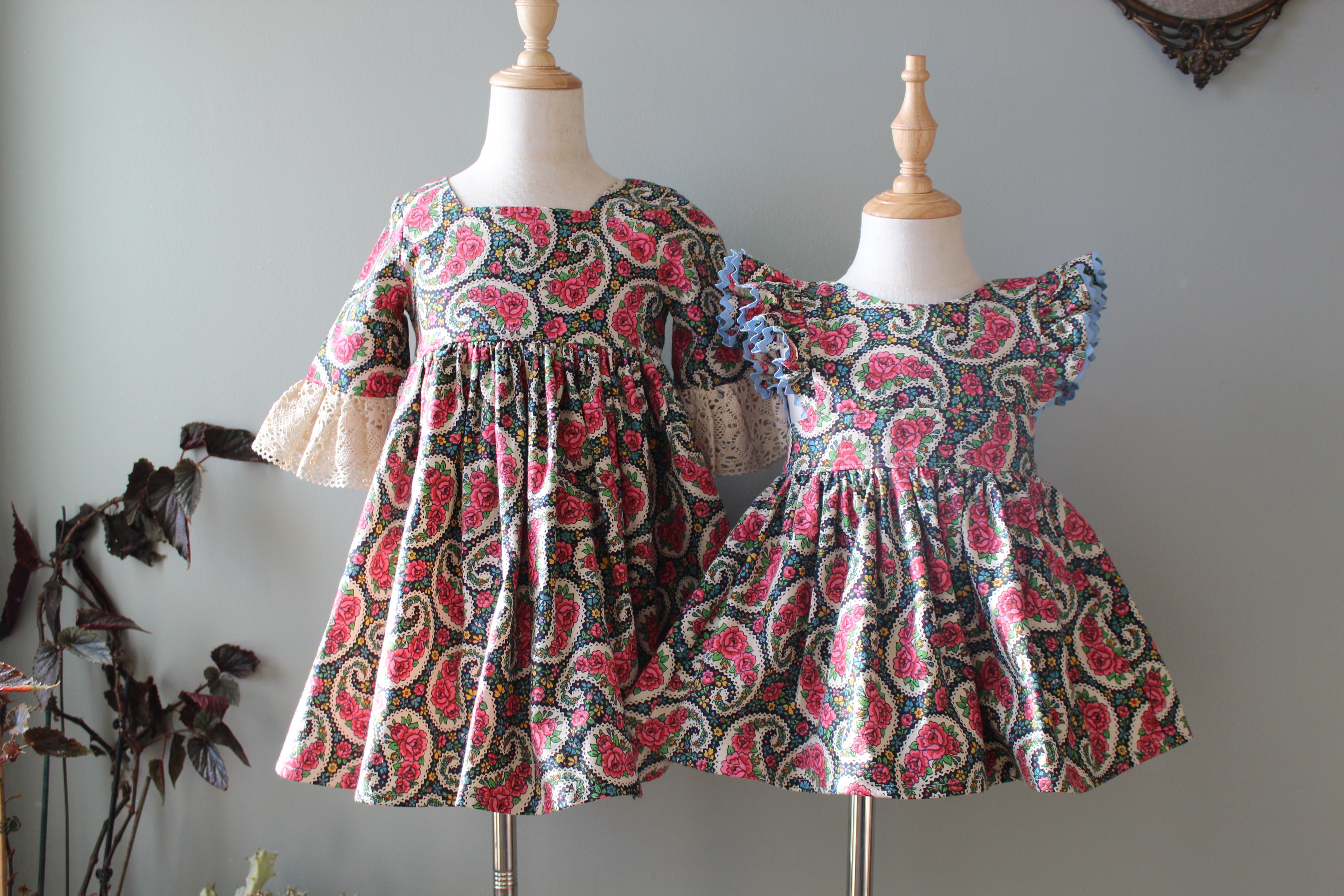 Vera Bell Sleeve Dress & Wrap Pinny | 5T & 12-18 Months| Ready to Ship