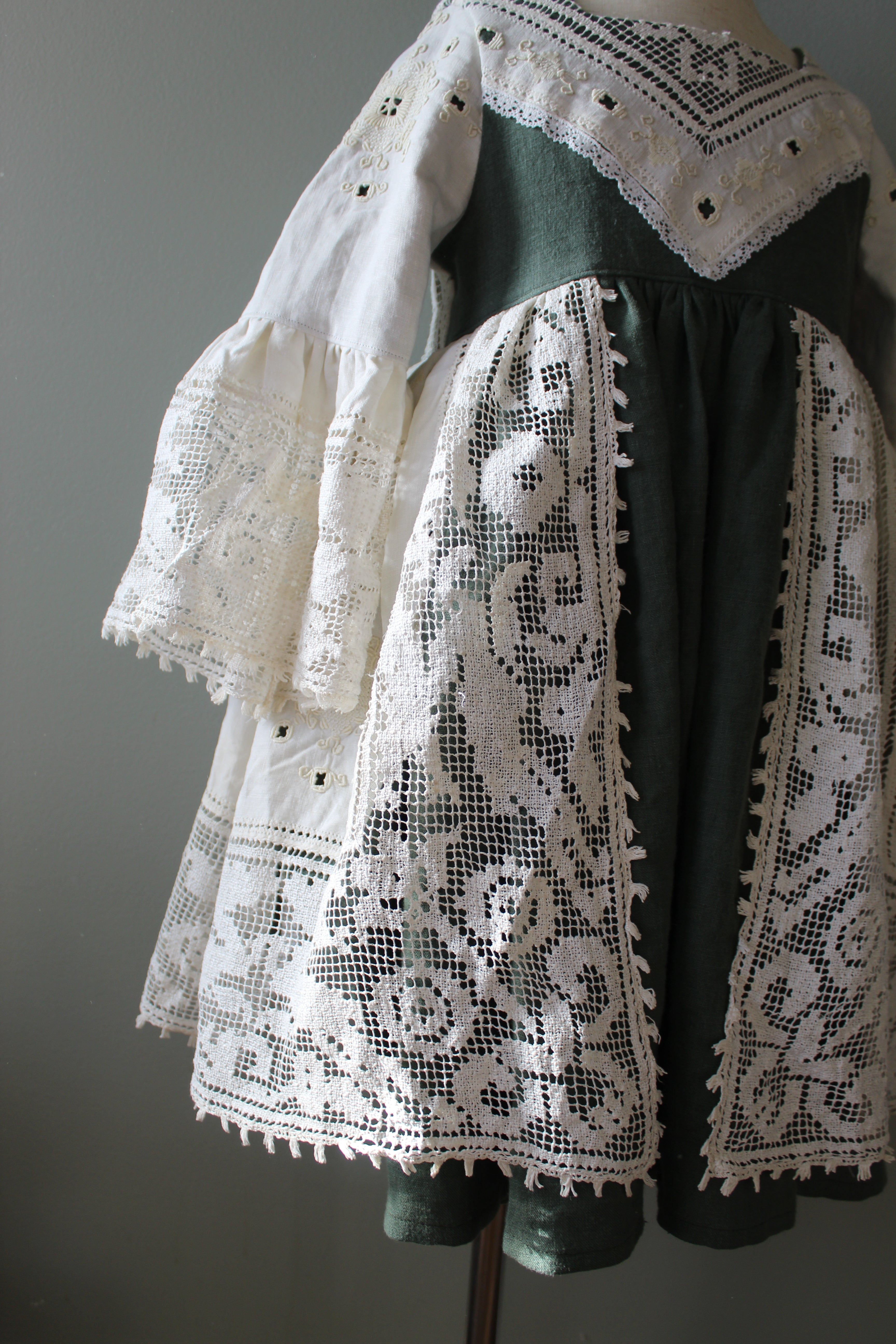 Genevieve Linen and Lace Bell Sleeve Dress | Girls Size 6 | Ready to Ship