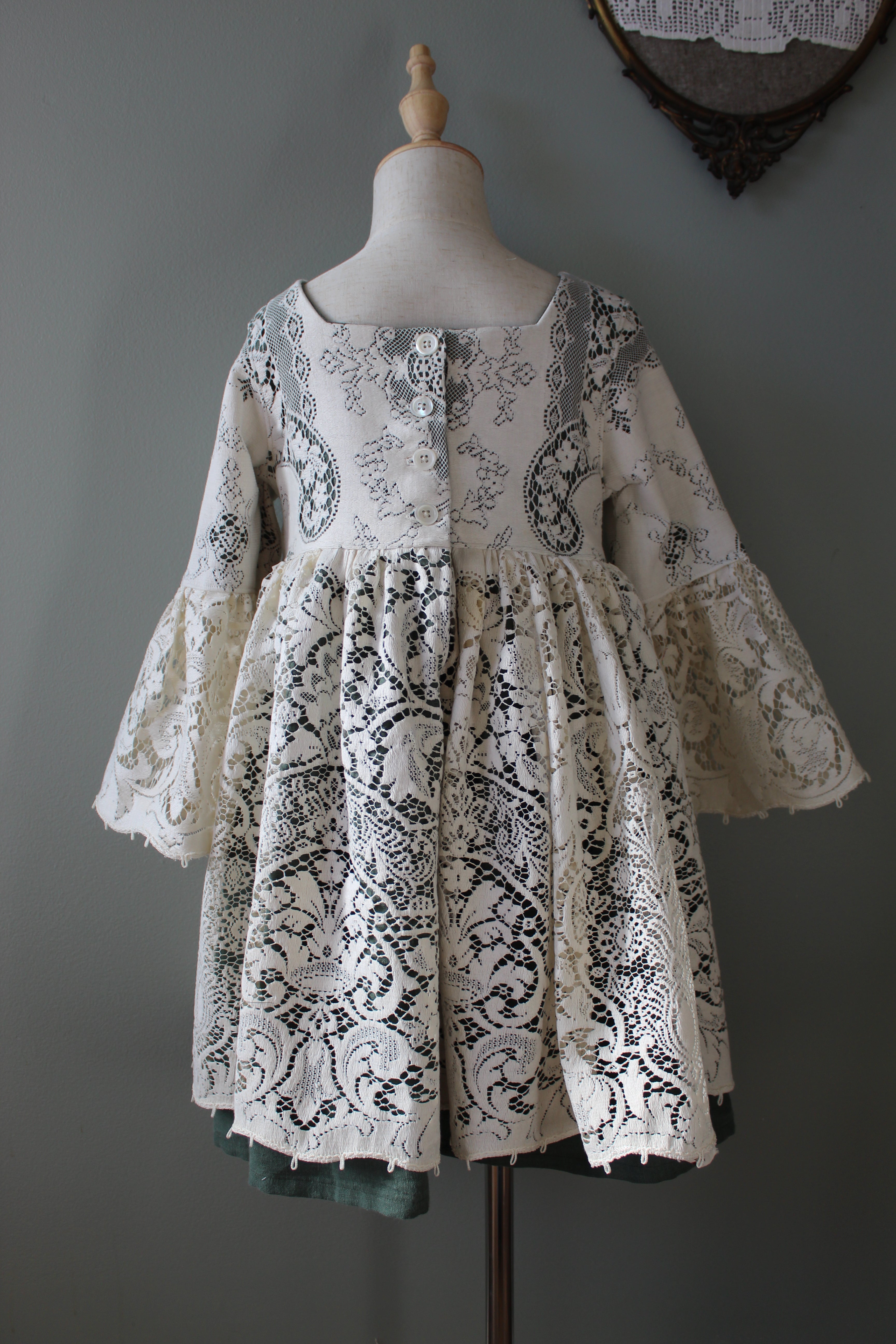 Melissa Linen and Lace Bell Sleeve Dress | Girls Size 7 | Ready to Ship