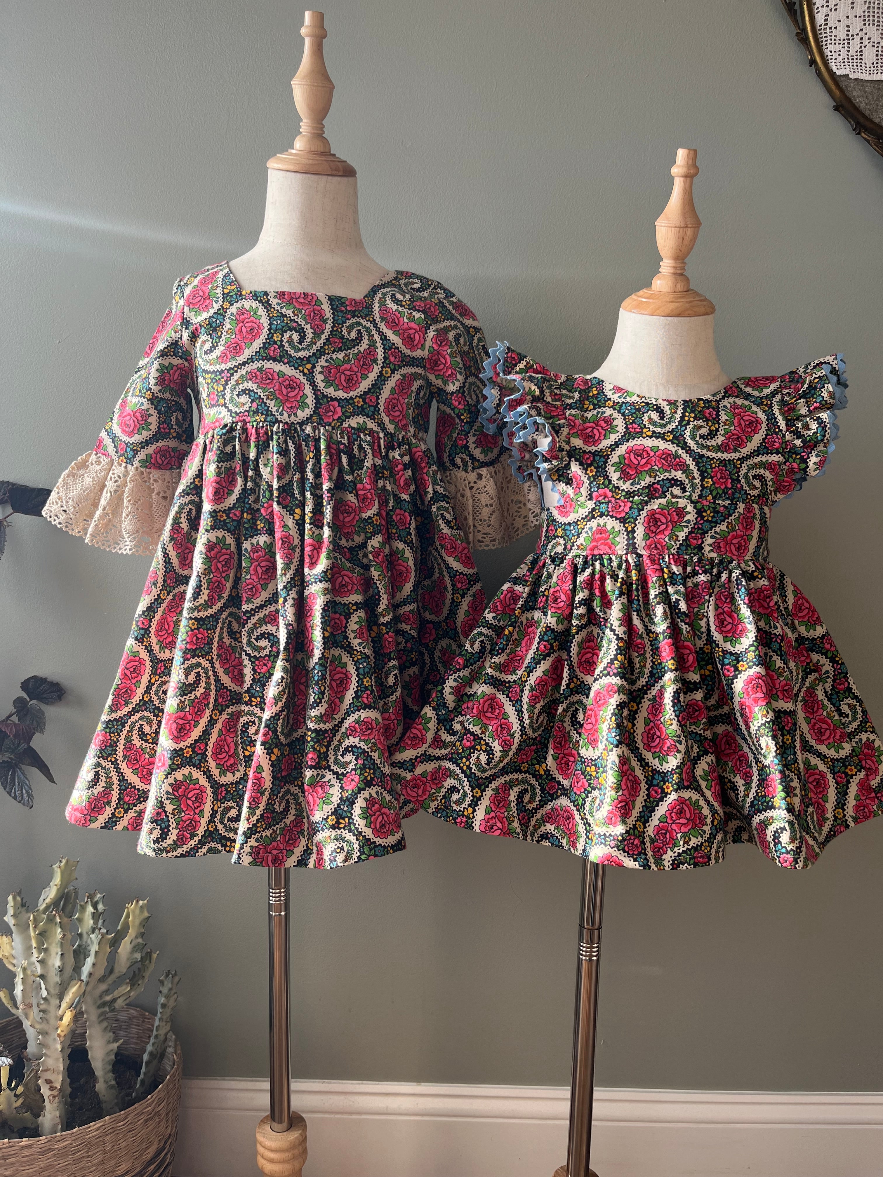 Vera Bell Sleeve Dress & Wrap Pinny | 5T & 12-18 Months| Ready to Ship