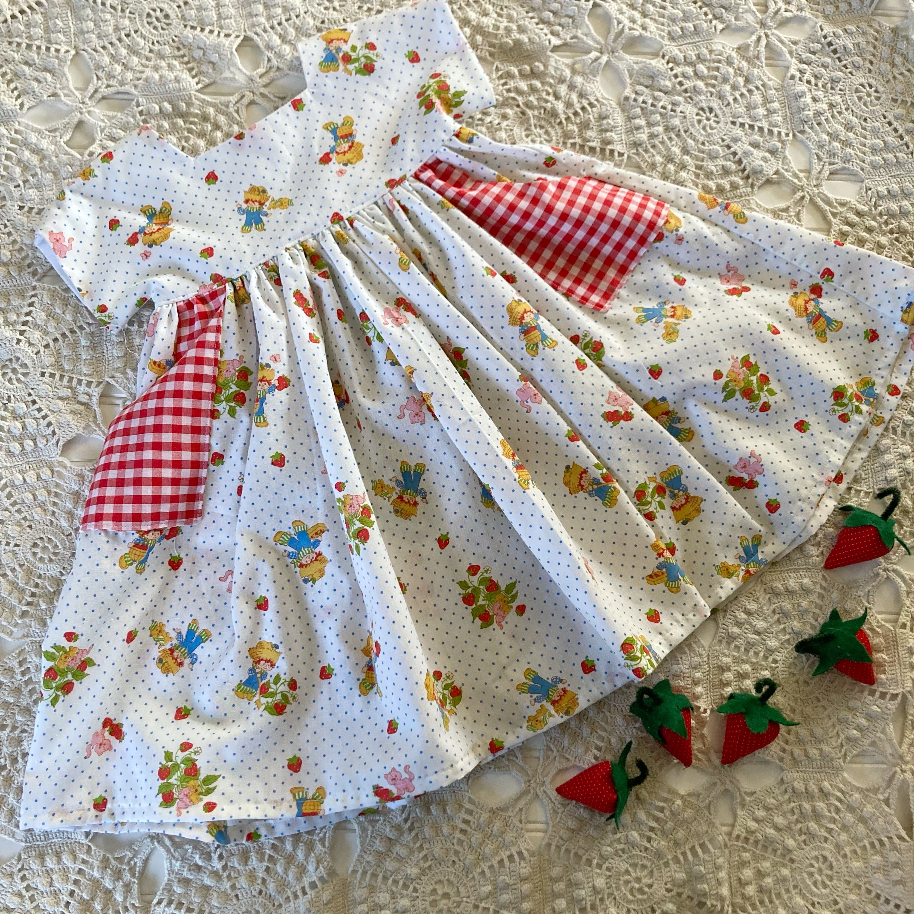 Lacey Strawberry Pocket Dress | 4T | Ready To Ship The Path Less Raveled Lacey Strawberry Pocket Dress | 4T | Ready To Ship The Path Less Raveled